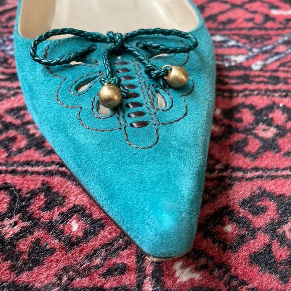 Jimmy Choo teal pointy toe flats, sz 39 - Picture 7 of 7